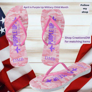 Personalise Adult Purple Up Military Child Flip Flops