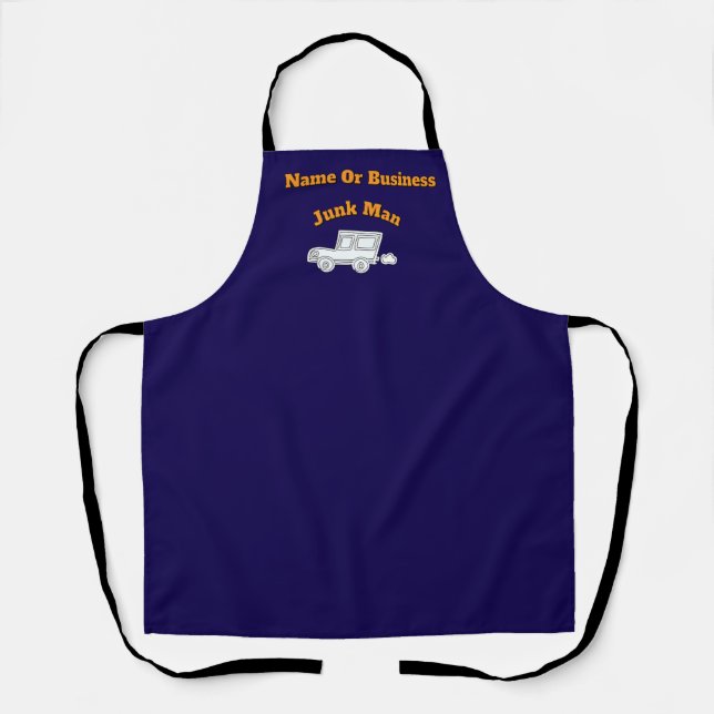 Personalise Advertise Junk Man Dk Blue Work      Apron (Front)