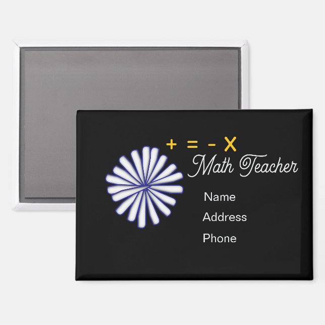 Personalise Advertise Math Teacher Symbols  Magnet (Front/Back)