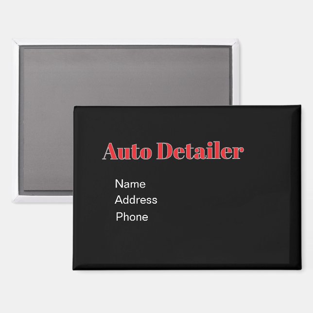 Personalise Advertise Promote Auto Detailer Magnet (Front/Back)