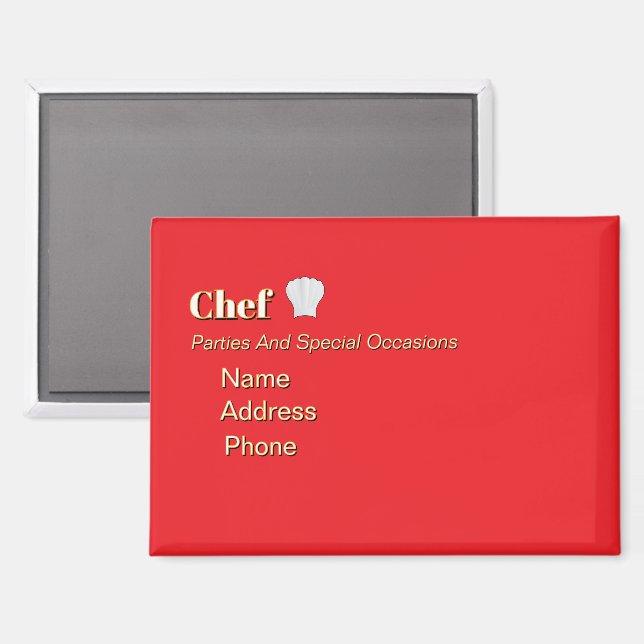 Personalise Advertise Promote Chef  Magnet (Front/Back)