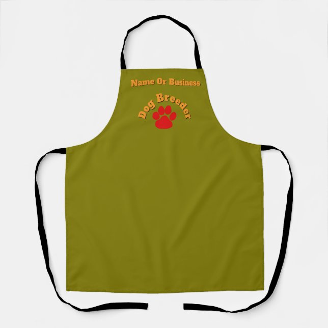 Personalise Advertise Red Paw Dog Breeder Olive   Apron (Front)