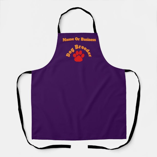 Personalise Advertise Red Paw Dog Breeder Purple  Apron (Front)