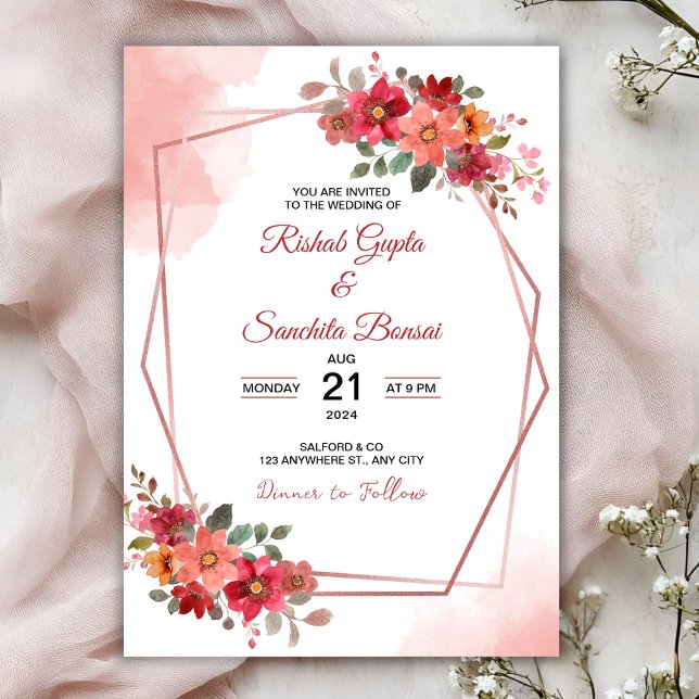 Personalise Aesthetic floral weeding Invitation (Creator Uploaded)