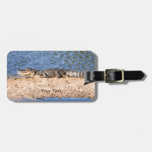 Personalise Alligator sunning at the lake  Luggage Tag