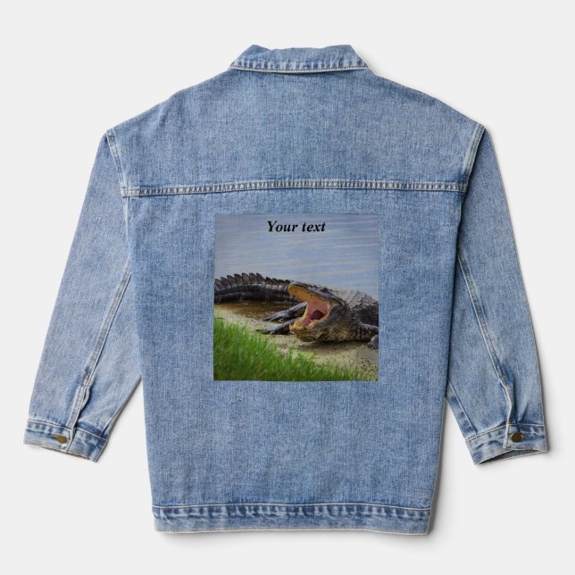 Personalise Alligator with open mouth photography Denim Jacket (Back)