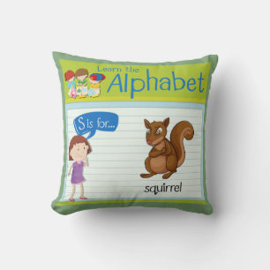 Personalise Alphabet Letter S Is For Squirrel Cushion