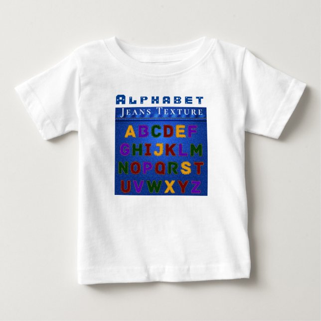 Personalise Alphabet Pattern Jeans Texture Baby T-Shirt (Front)
