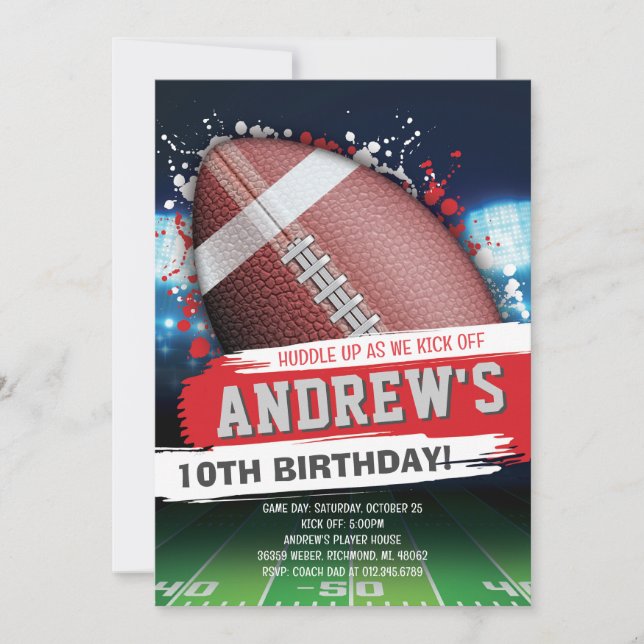 Personalise American FOOTBALL WATCH Party Invitation (Front)