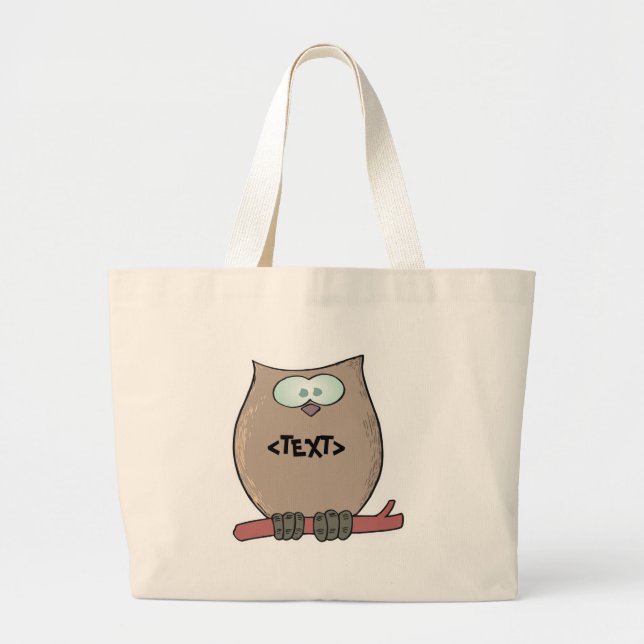 Personalise an Owl, <TEXT> Large Tote Bag (Front)