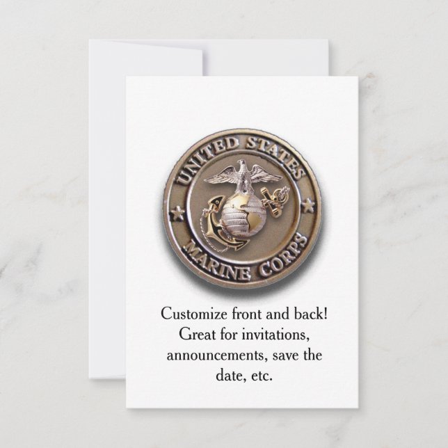 Personalise and Customise BOTH sides! Marine Corp Invitation (Front)