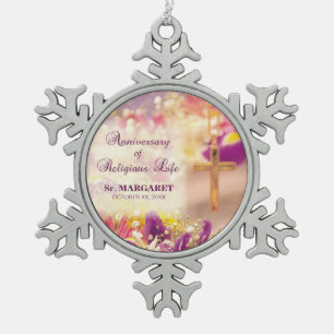 Personalise, Anniversary Religious Life, Nun Snowflake Pewter Christmas Ornament