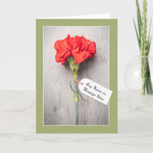 Personalise Any Occasion Carnation With Blank Tag Holiday Card