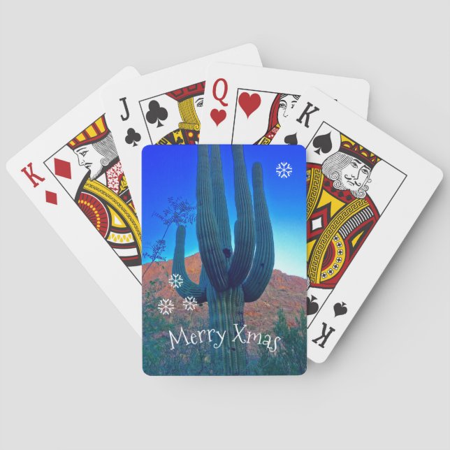 Personalise Arizona Desert Cactus Christmas Playing Cards (Back)