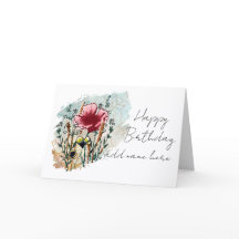 Personalise Artistic Wildflower Birthday Card