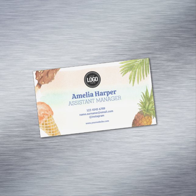 Personalise artsy watercolor ice cream theme 	Magnetic business card (In Situ)