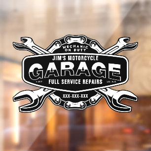 Personalise Auto Motorcycle Mechanic Shop Window Cling