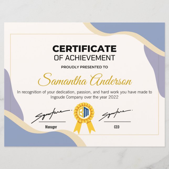 Personalise Award Certificate (Front)