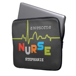 Personalise, Awesome Nurse on Nurses Day Laptop Sleeve