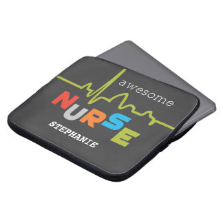 Personalise, Awesome Nurse on Nurses Day Laptop Sleeve