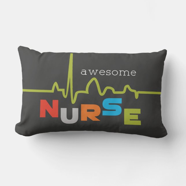 Personalise, Awesome Nurse on Nurses Day Lumbar Cushion (Front)