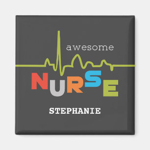 Personalise, Awesome Nurse on Nurses Day Magnet