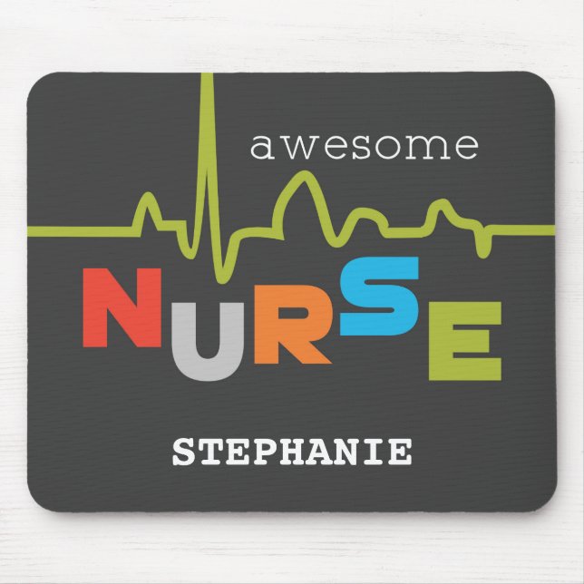 Personalise, Awesome Nurse on Nurses Day Mouse Mat (Front)