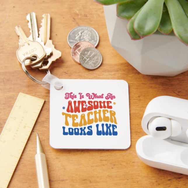 Personalise | Awesome teacher Key Ring (Desk)