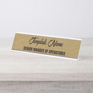 Personalise Aztec Gold Wood Texture Boss Desk Name Plate