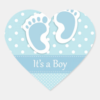 Personalise Baby Boy Footprints Adorable Heart Sticker