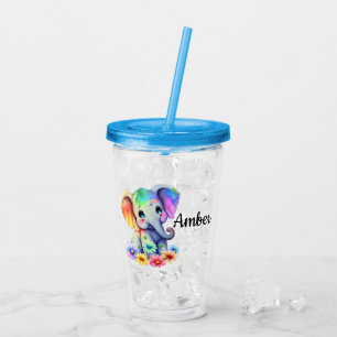 Personalise Baby Elephant  Acrylic Tumbler