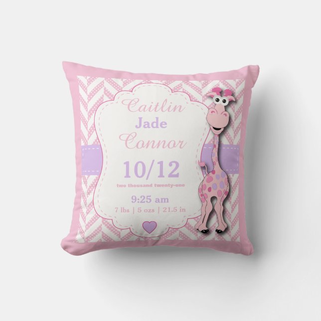 Personalise - Baby Pink Giraffe Cushion (Front)