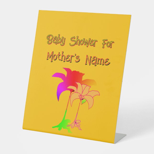 Personalise Baby Shower Floral Pedestal Sign (Front)