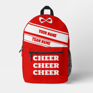 Personalise backpack cheerleading school red white