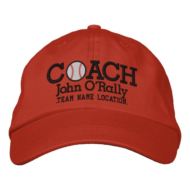 Personalise Baseball Coach Cap Name  n Team (Front)