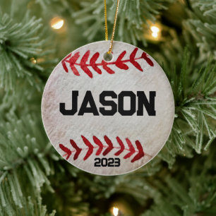 Personalise Baseball Mum Christmas  Ceramic Tree Decoration