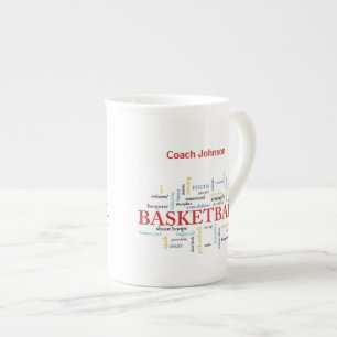 Personalise Basketball Coach Thank You in Words Bone China Mug