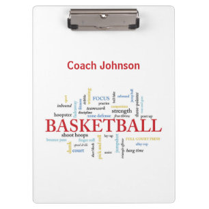 Personalise Basketball Coach Thank You in Words Clipboard