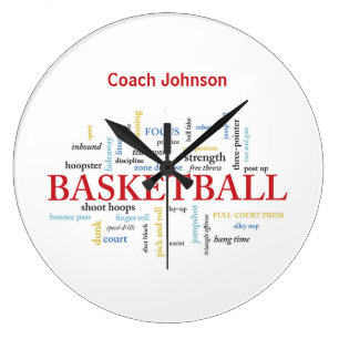 Personalise Basketball Coach Thank You in Words Large Clock