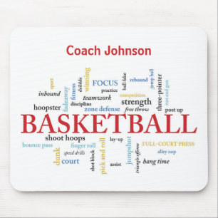 Personalise Basketball Coach Thank You in Words Mouse Mat