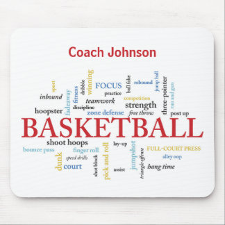 Personalise Basketball Coach Thank You in Words Mouse Mat