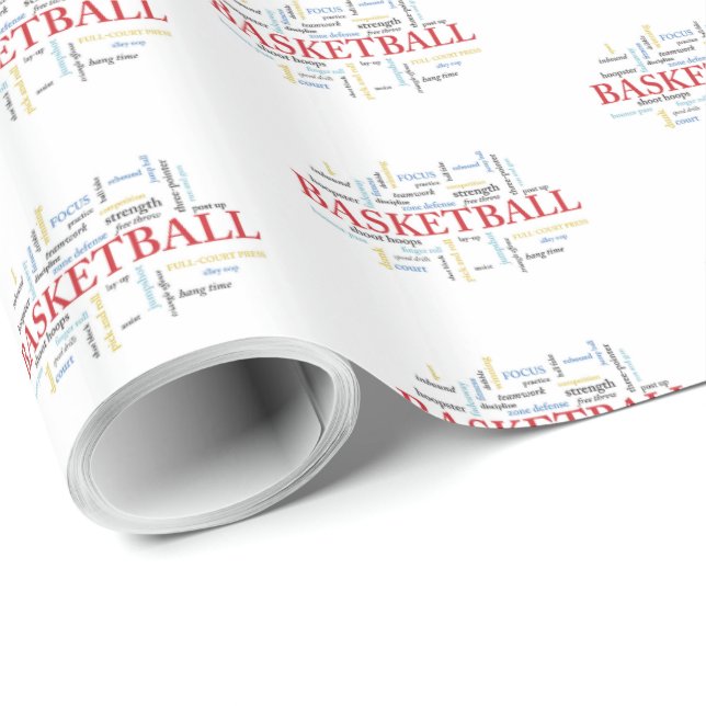 Personalise Basketball Coach Thank You in Words Wrapping Paper (Roll Corner)