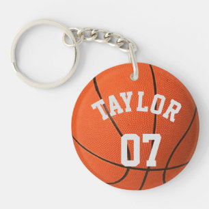 Personalise Basketball player Name and Number Key Ring