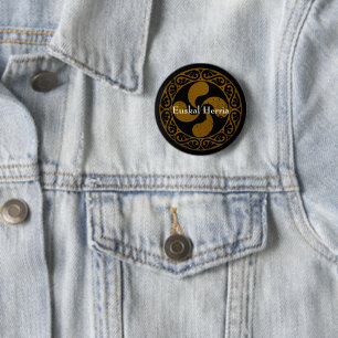 Personalise, Basque distressed bronze Lauburu, 6 Cm Round Badge