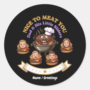 Personalise BBQ Grill Master Gift Nice To Meat You Classic Round Sticker