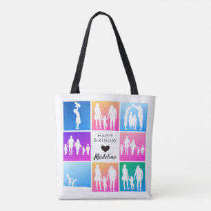 Personalise Bday Gift 8+8 Photo Grid Template Tote Bag