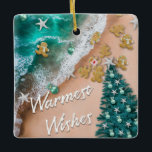 Personalise Beach Christmas Ornament<br><div class="desc">Perfect for a gift or to brighten up your Ocean/Beach Christmas theme. This unique ornament puts a whimsical twist with little Gingerbread Cookies & ornaments washing onto the beach with the tide.</div>