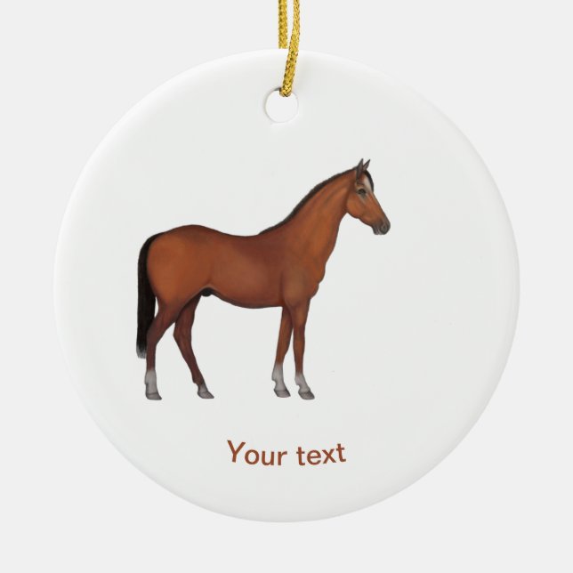 Personalise Beautiful brown horse standing Ceramic Tree Decoration (Front)