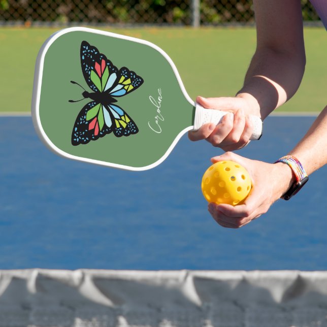 Personalise Beautiful Butterfly with Colourful Win Pickleball Paddle (Insitu)