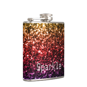 Personalise Beautiful Rainbow sparkles Hip Flask